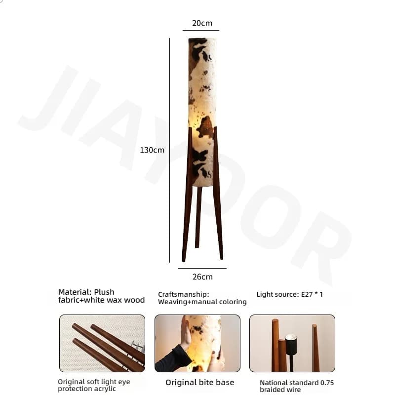 Lampe sur pied vintage en bois massif pour salon, lampe d'appoint pour canapé, lampe de chevet pour 