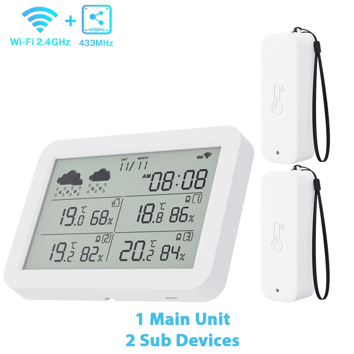 Station météo WiFi Tuya, thermomètre intérieur/extérieur, hygromètre, capteur de température et d'hu
