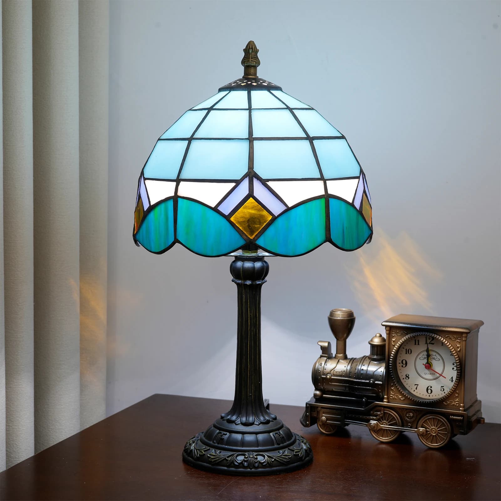 Lampe ondulée série océan de 8 pouces, abat-jour en verre créatif Vintage, lampe de Table ondulée ré