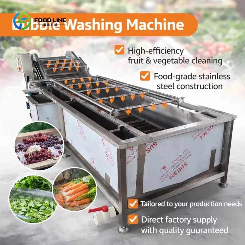 Machine à laver les fruits à bulles pour le nettoyage des baies fraîches, équipement de traitement d
