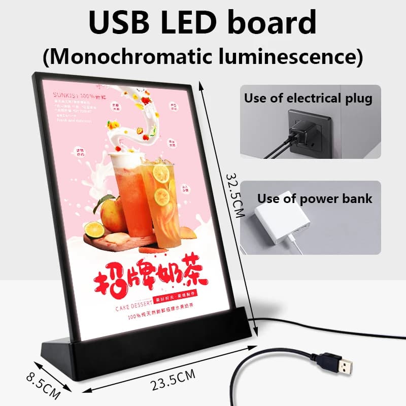 Assiette d'affichage de Menu luminescent, magasin de thé au lait, plats de liste de prix en acryliqu