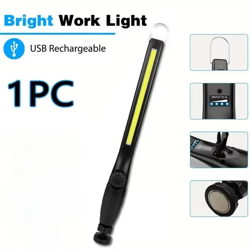 Lampe de travail mécanique à LED magnétique rechargeable par USB 360° °   Lampe torche pivotante pou