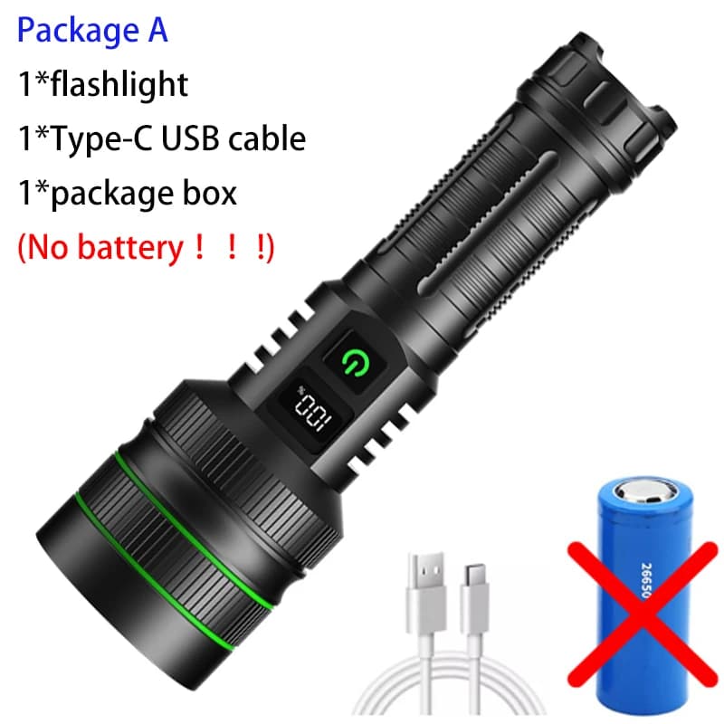 Lampe torche LED à très longue portée, rechargeable par USB, lampe tactique portative, haute puissan