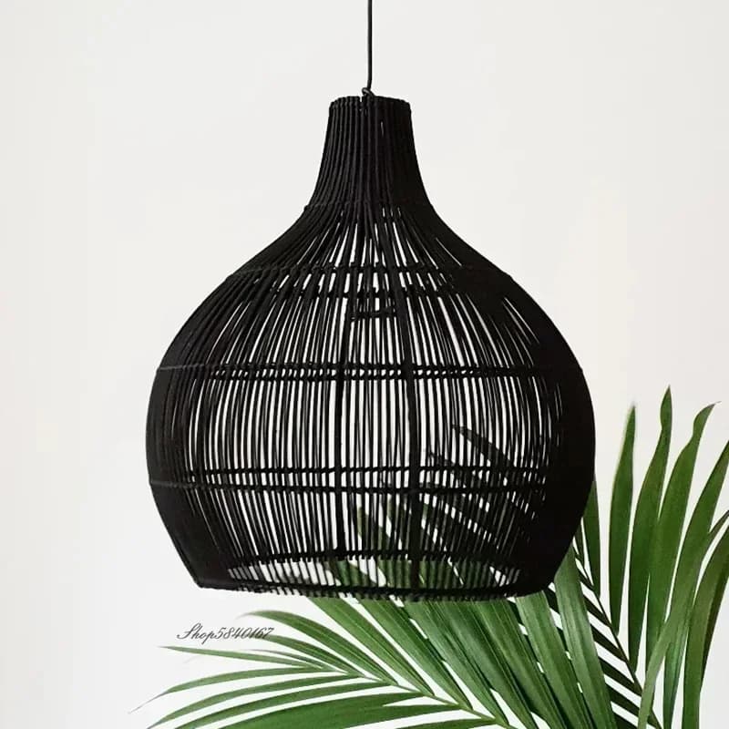 Lampe suspendue tissée en rotin faite à la main, luminaires décoratifs rétro, design créatif, lumièr