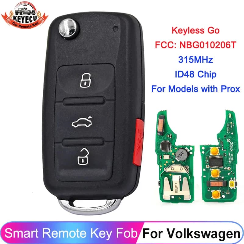 KEYECU – clé télécommande de proximité sans clé, NBG010206T, pour Volkswagen VW Beetle Passat CC Jet