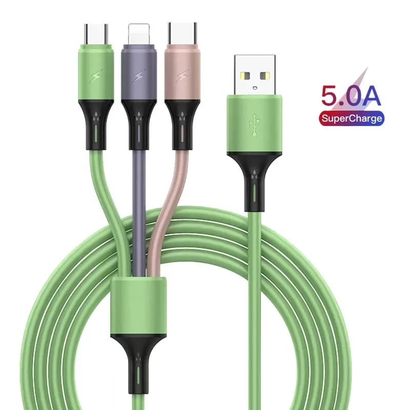 Câble de chargement 3 en 1 Type C/Micro b/iPhone Macarone pour iPhone Huawei Samsung Smart Phone