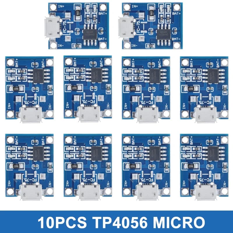 10 pièces 5V 1A 18650 TP4056 Module de chargeur de batterie au Lithium carte de charge avec Protecti