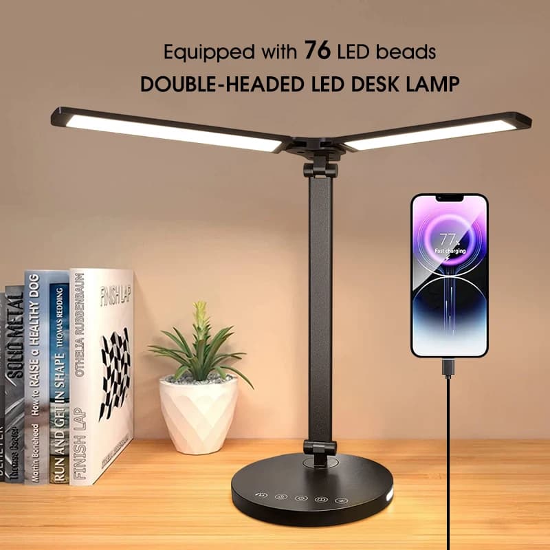 Lampes de bureau LED pour le bureau à domicile Lampe de bureau LED à double bras oscillant lumineux 