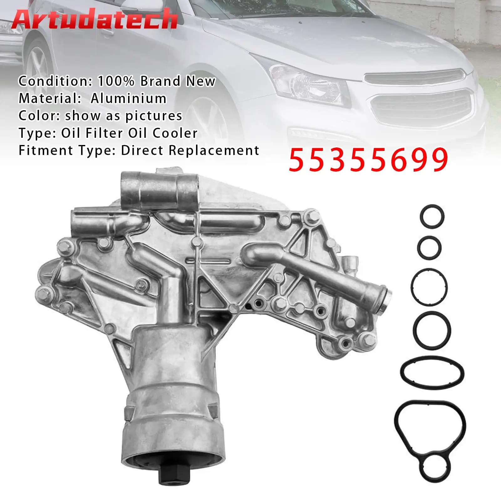 Artudatech – filtre à huile moteur, refroidisseur d'huile 55355699 pour Holden Cruze JH A16LET 1,6l 