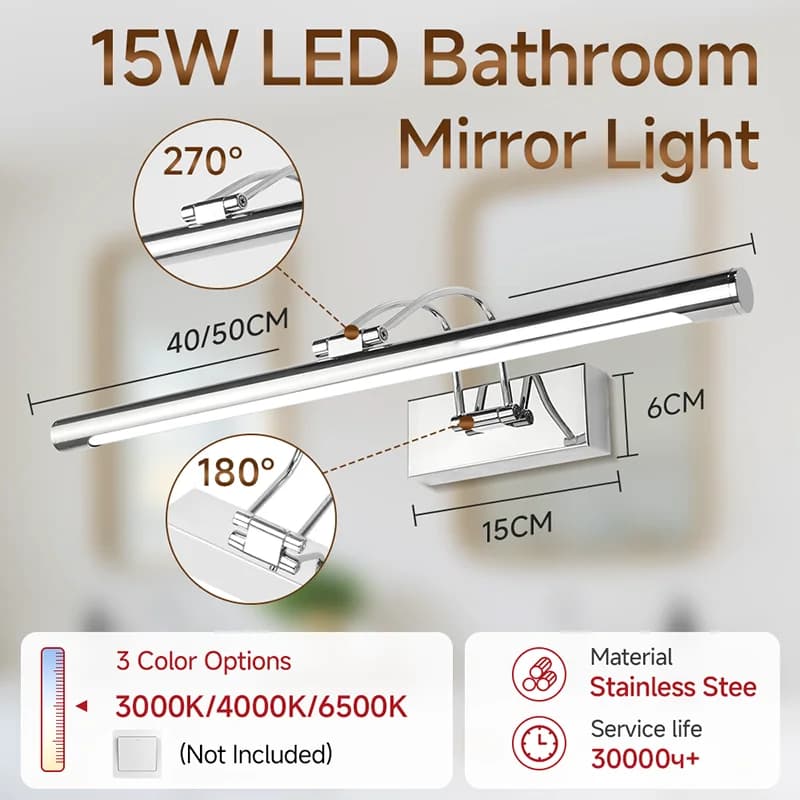Lampe murale LED miroir, luminaire mural moderne pour salle de bain, bande lumineuse décorative, 40C