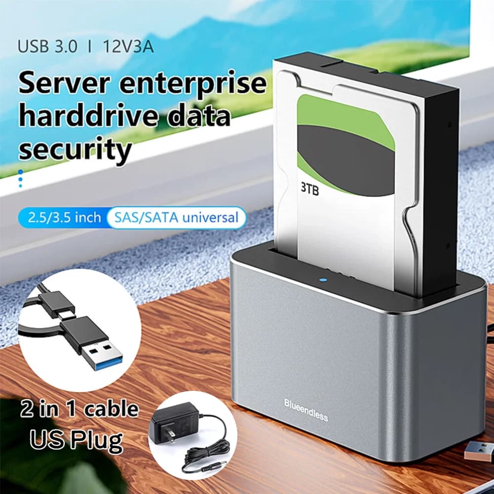 Station d'accueil pour disque dur 5 Gbps USB3.0 vers SATA/SAS, station d'accueil externe pour disque