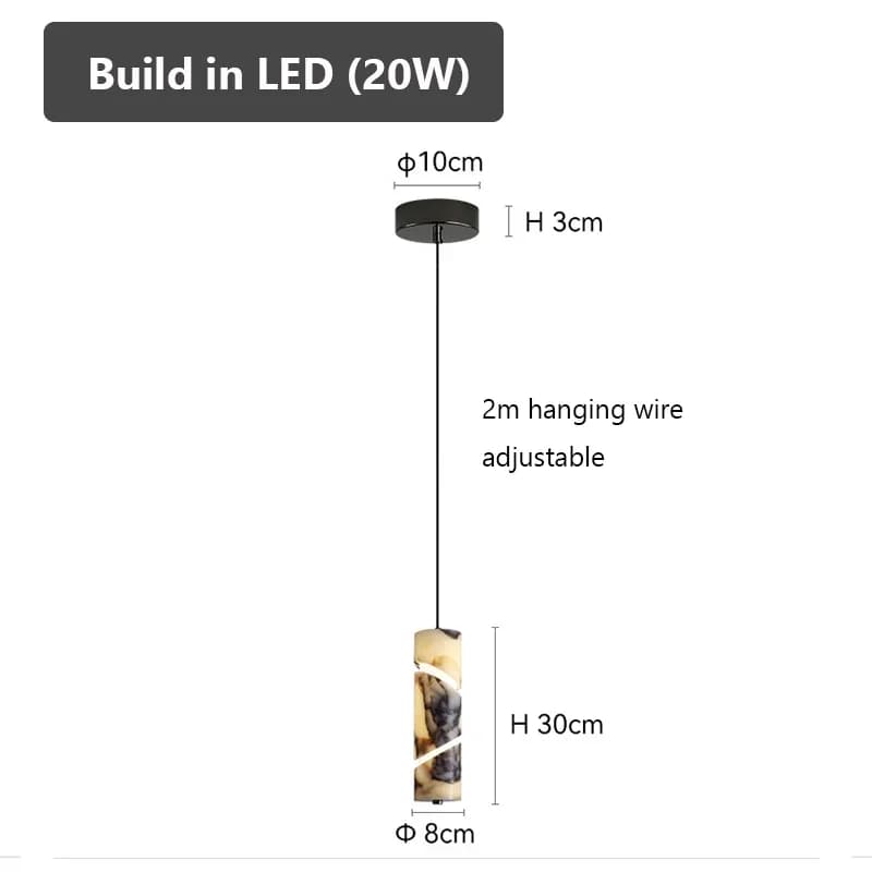 Lampe suspendue en marbre naturel, lampe LED de luxe à intensité variable pour salon, chambre à couc