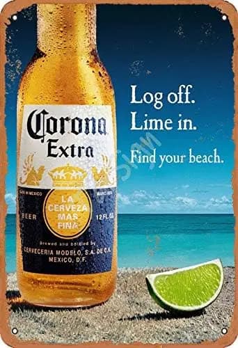 TarSign Corona Beer Log Off in Find Your Beach Vintage Tin Sign Logo 12 8 inches Publicité Décoratio