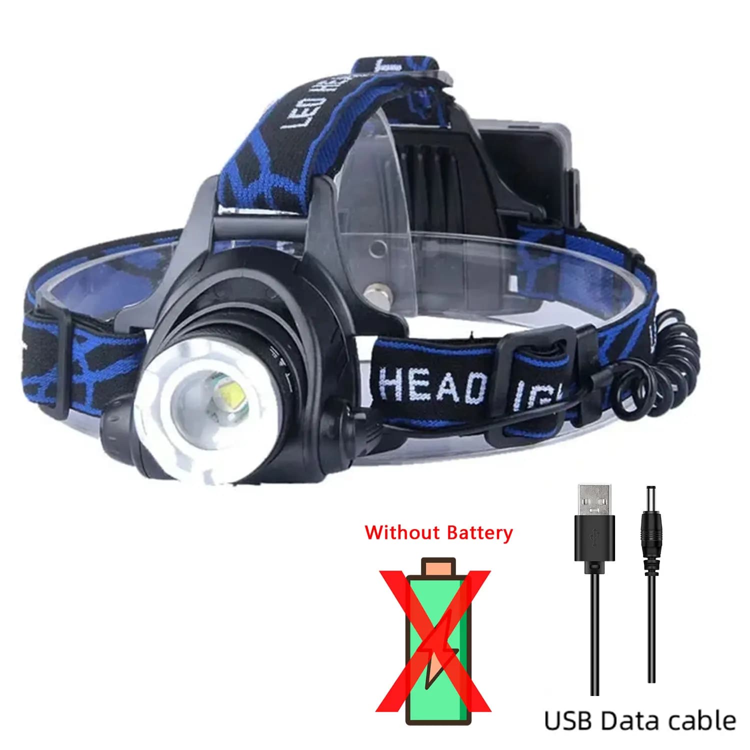 BALDR puissant LED phare USB Rechargeable Zoomable phare extérieur étanche travail lampe frontale ha