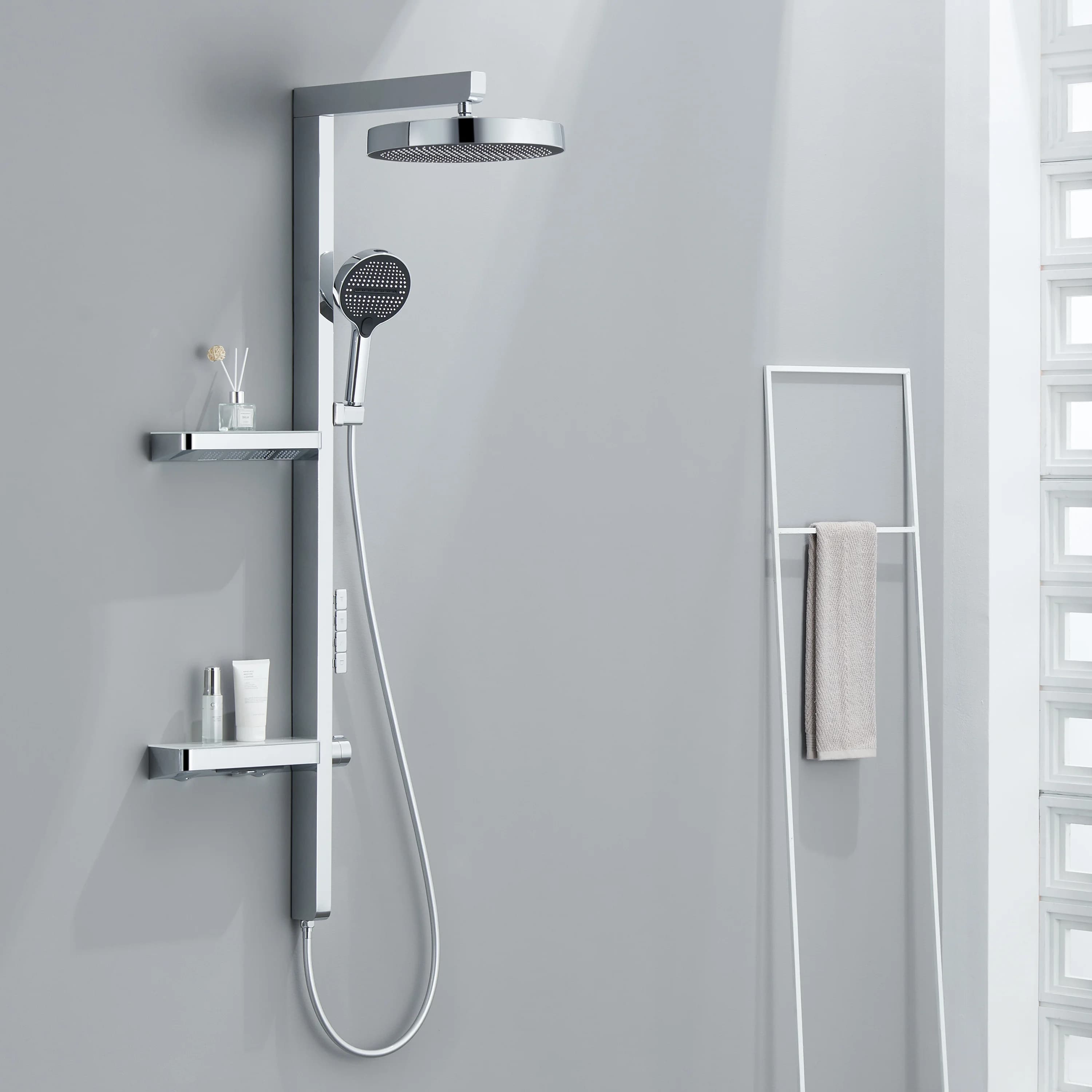 Système de douche HOShower de luxe, mural, LED, température, cascade, pluie, multifonction, ensemble