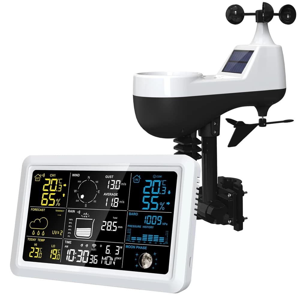 Station météo professionnelle Wifi Tuya, hygromètre, thermomètre, calendrier automatique, réveil, ca
