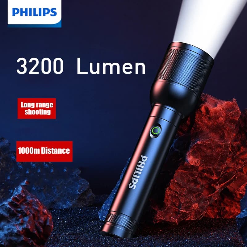 Philips-Lampe de poche LED portable, lampes de poche lumineuses iniques, lampe de camping pour la ra