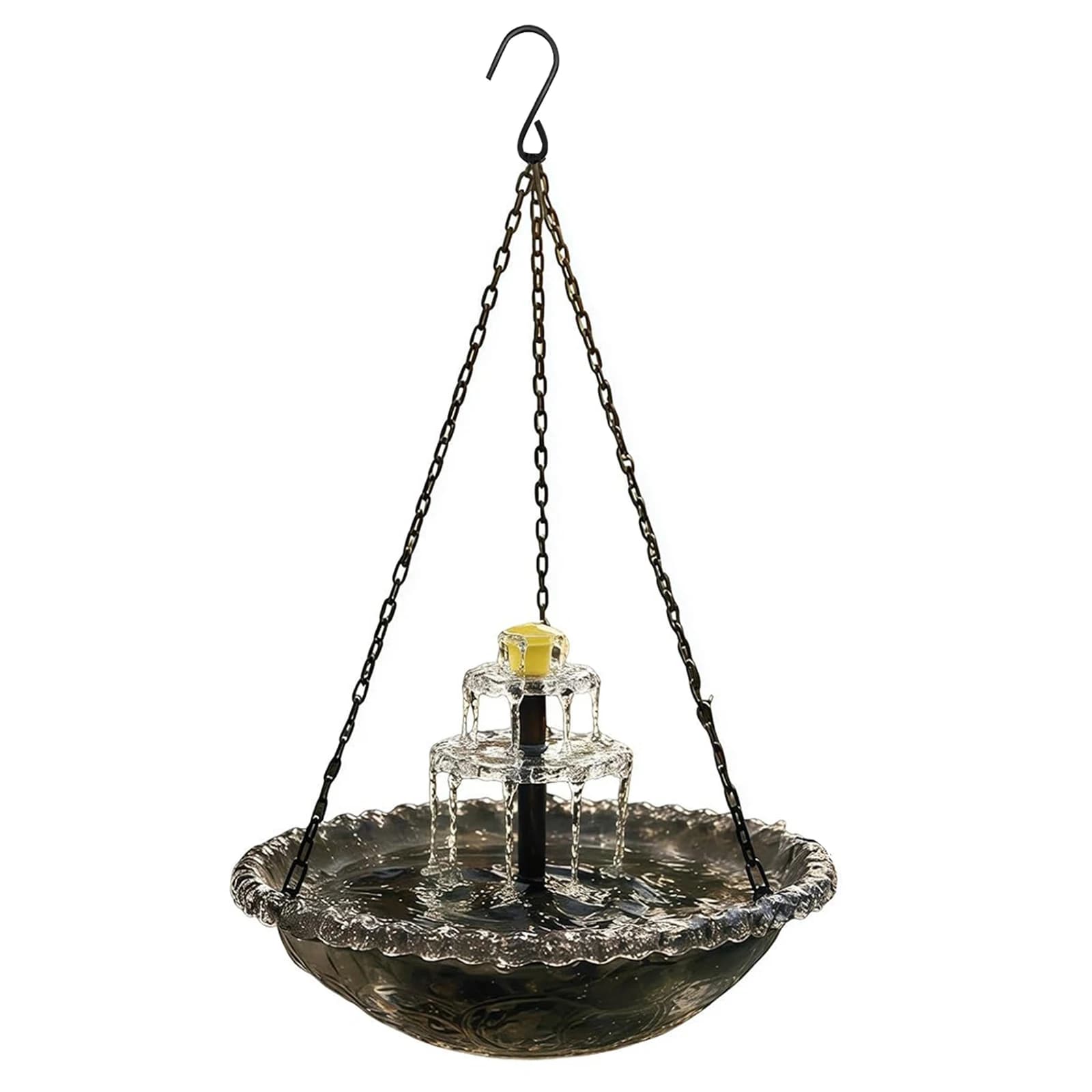 Fontaine à eau pour colibris avec pompe solaire et bol en verre, cascade suspendue, station d'alimen