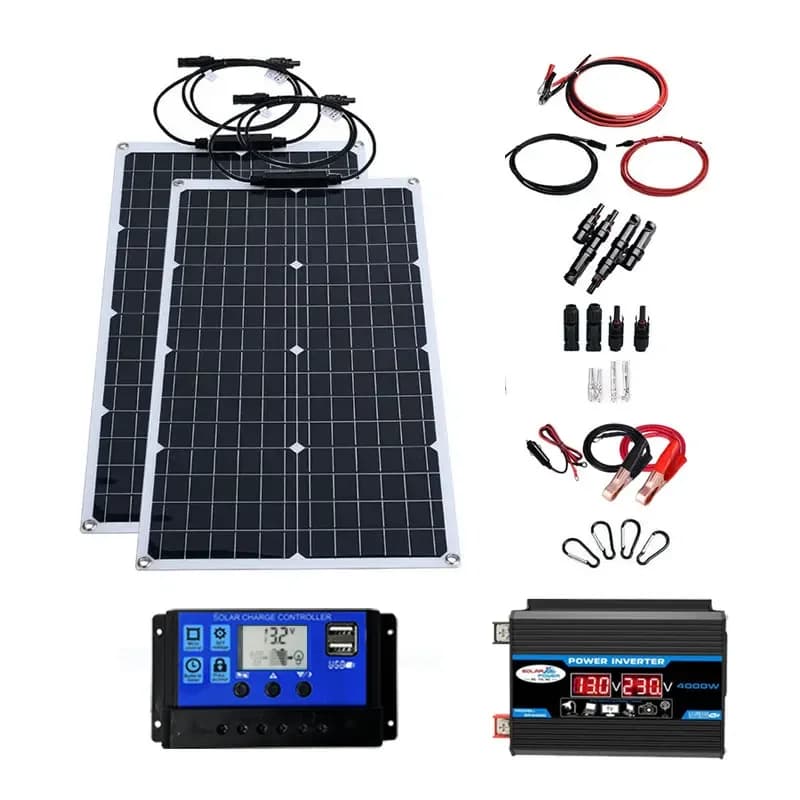 Kit de panneaux solaires 4000 W 12 V à 110 V/220 V – Onduleur 6000 W Charge de batterie 12 V pour ma