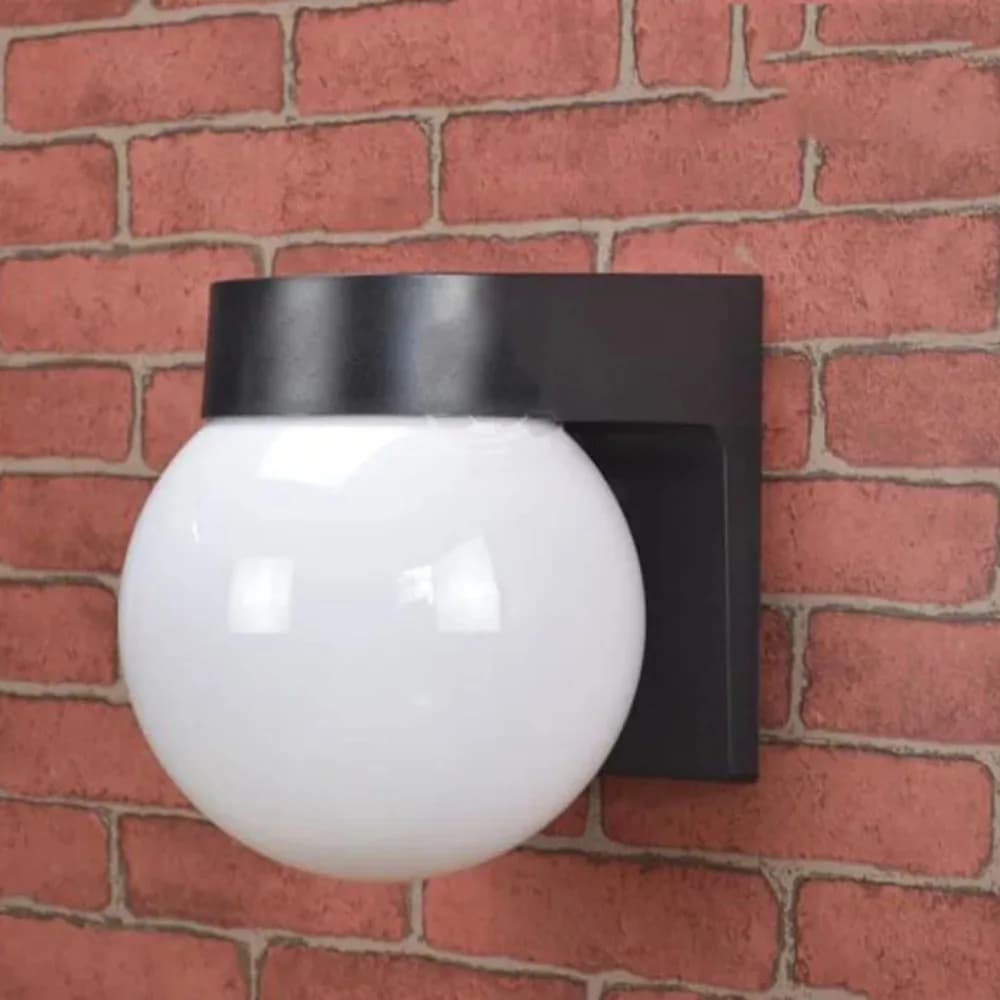 Lampe murale extérieure sphérique noire IP65 étanche, lumière ronde pour porche, jardin, cour, coulo