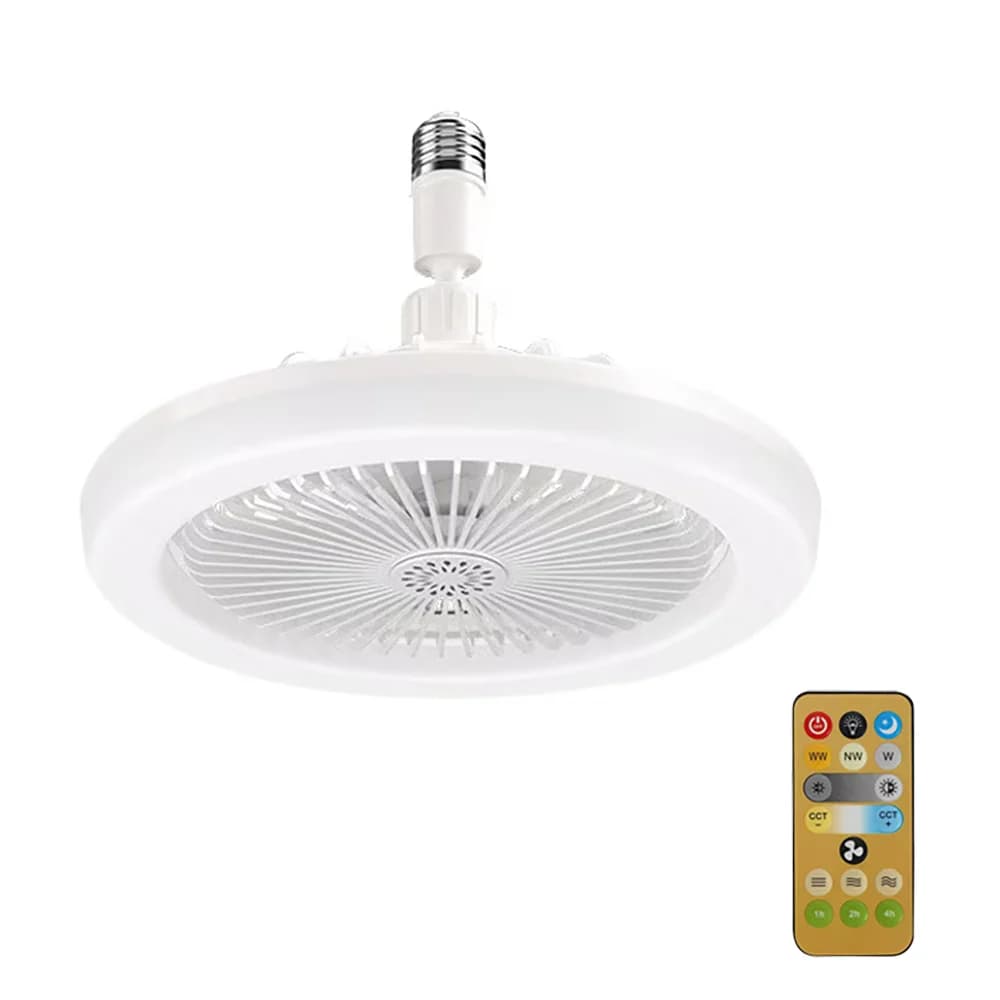 Ventilateur de Plafond Rotatif avec Télécommande, Lampe d'Éclairage, Convertisseur, Base d'Éclairage