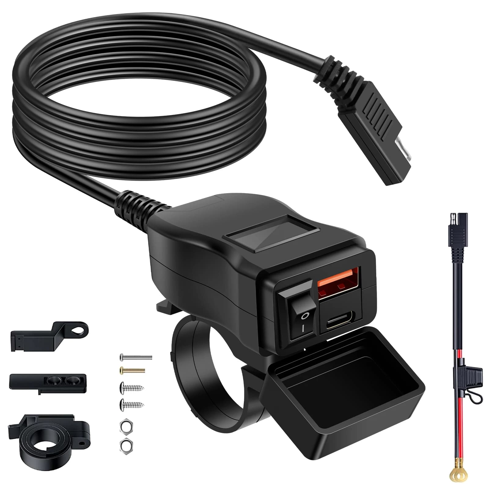 Chargeur USB pour moto SAE vers USB, Double Port USB, chargeur de téléphone pour moto avec voltmètre