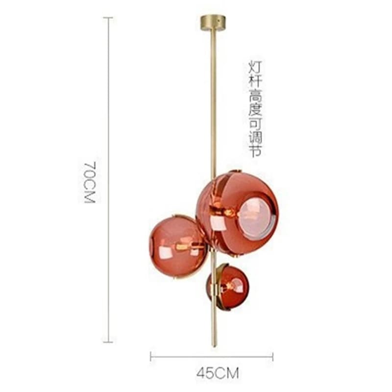 Plafonnier en forme de globe de verre rouge, design nordique moderne et italien, luminaire décoratif