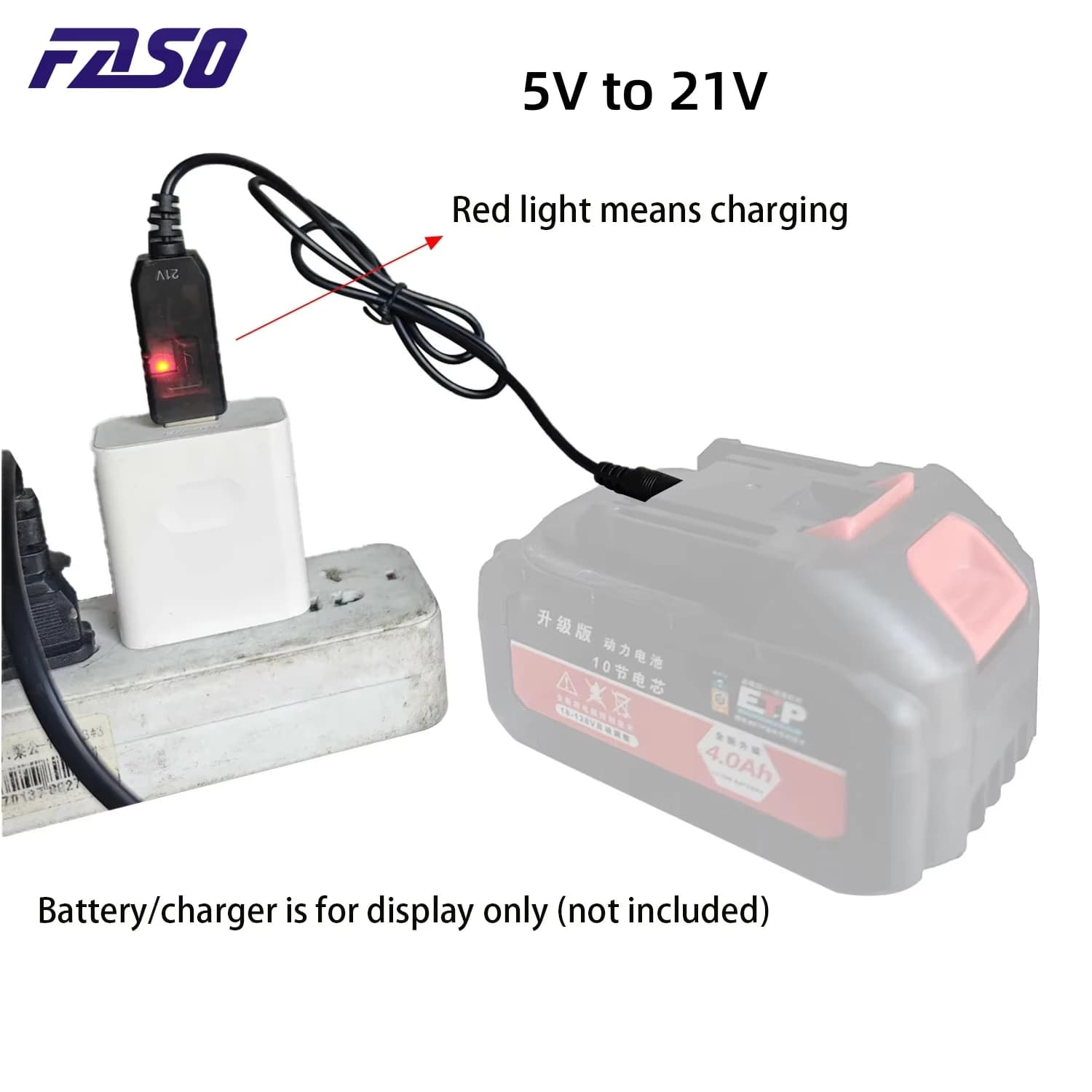 Câble boost 5V à 21V, 1 pièce, câble de chargement dédié pour batterie 21V, interface cc, adaptateur