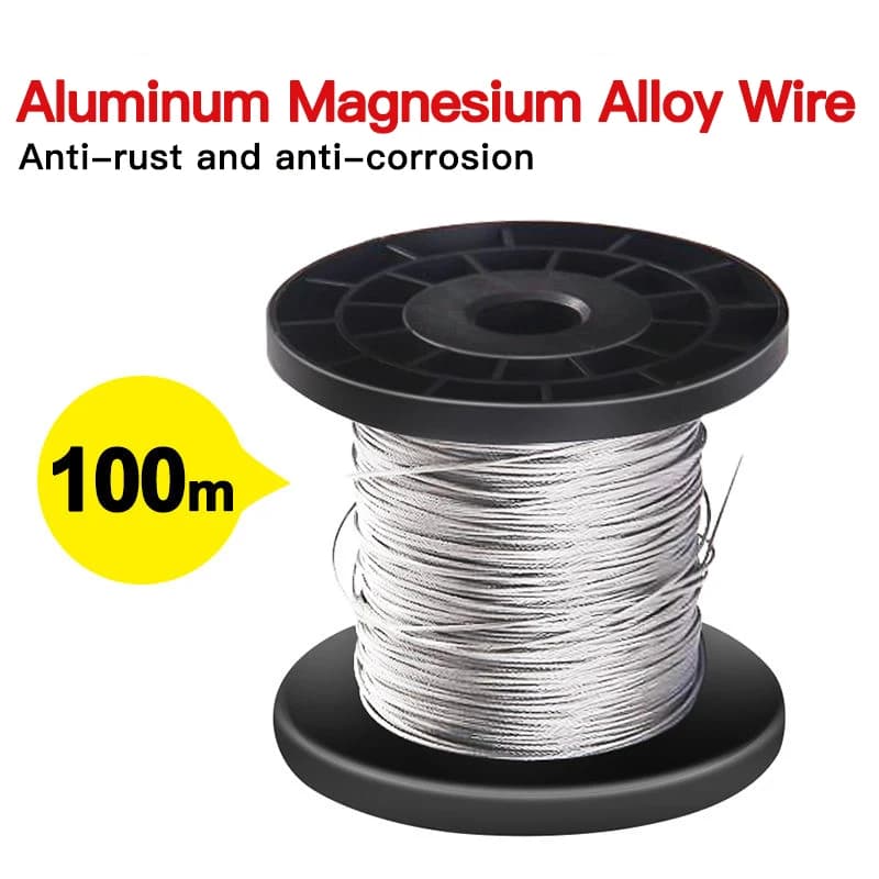 Fil de clôture électrique en alliage d'aluminium et de magnésium de 100 m, 1,8 mm, haute résistance 