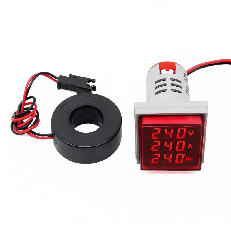 Panneau indicateur carré Hertz de courant de tension numérique LED, trou de compteur 22mm avec voltm