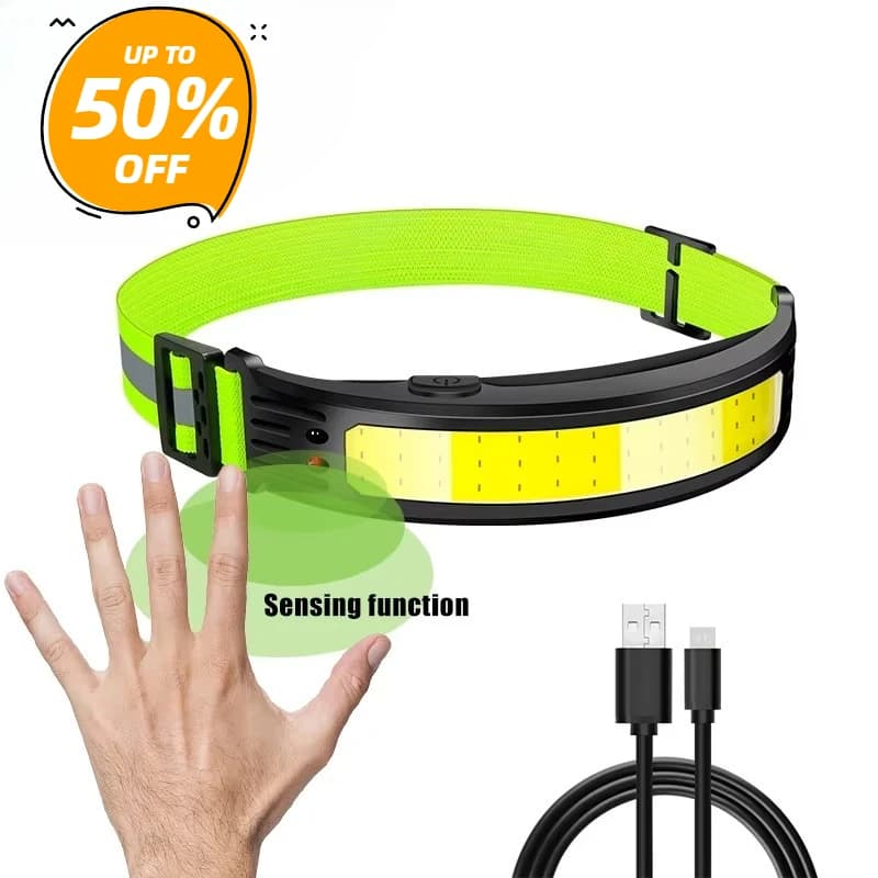 Lampes frontales LED portables COB, lampe frontale d'extérieur, batterie intégrée, lampe frontale re