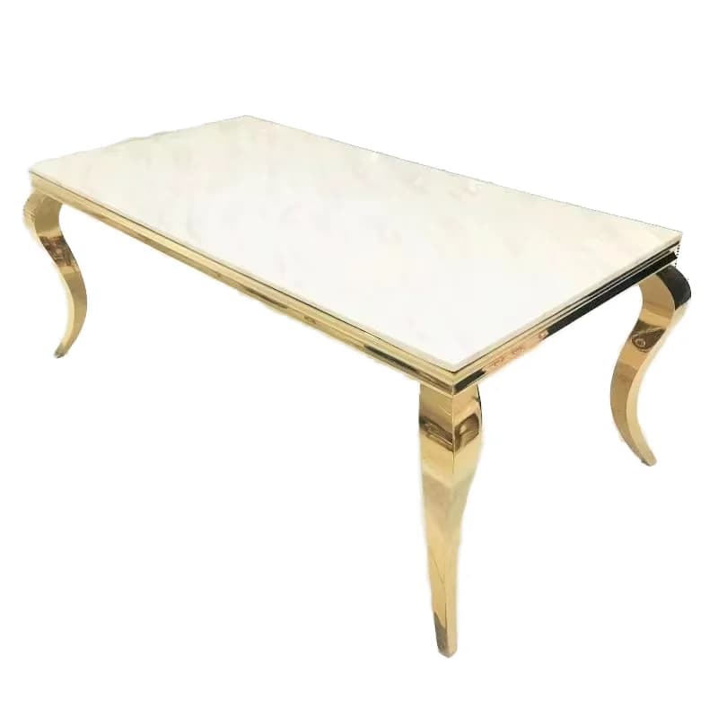 Cadre rectangulaire romantique en acier inoxydable avec plateau en verre miroir, Table d'événement d