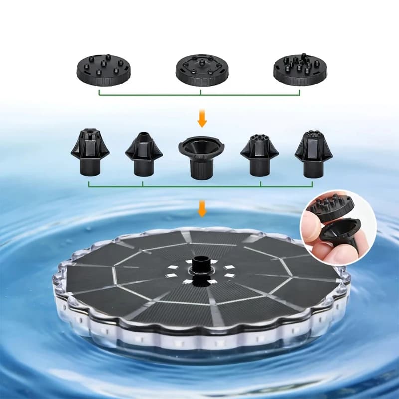 Pompe de fontaine flottante solaire avec lumière LED colorée pour jardin extérieur, bassin, piscine,