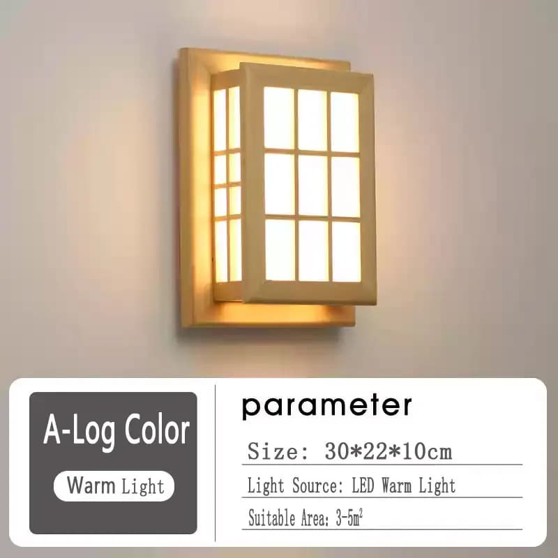 Style japonais applique en bois massif lumière LED pour salon chambre intérieur appliques allée déco
