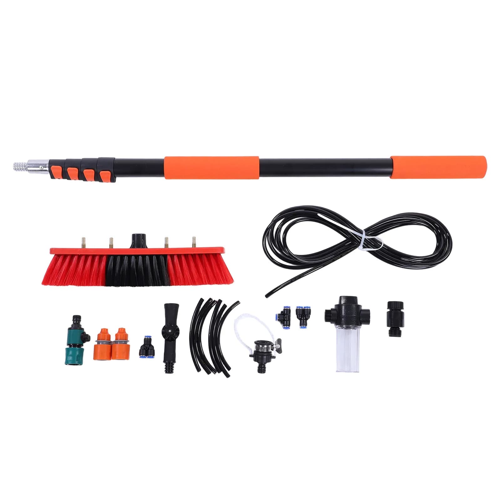 Kit de nettoyage de panneaux solaires avec brosse extensible de 3,6 m, distributeur de savon et outi