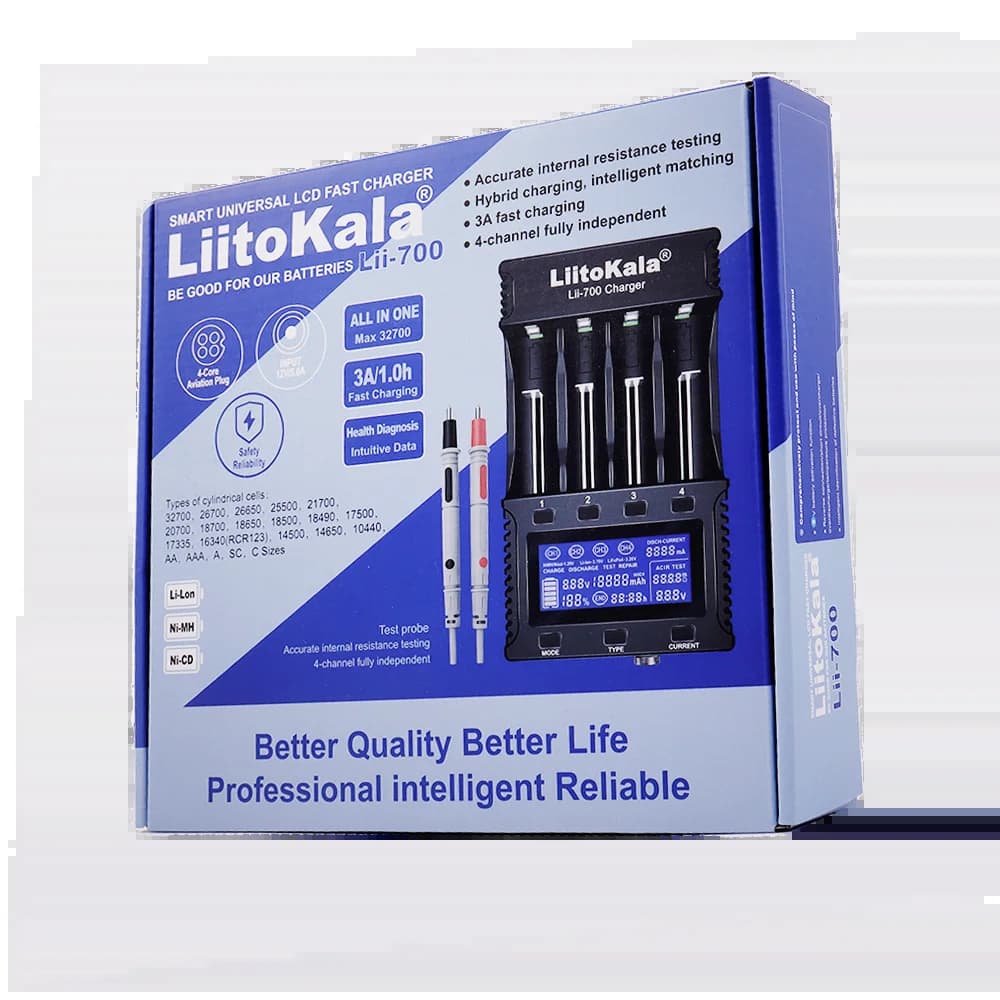 Chargeur de batterie intelligent rechargeable Liitokala LII-700, 4 canaux indépendants, charge rapid