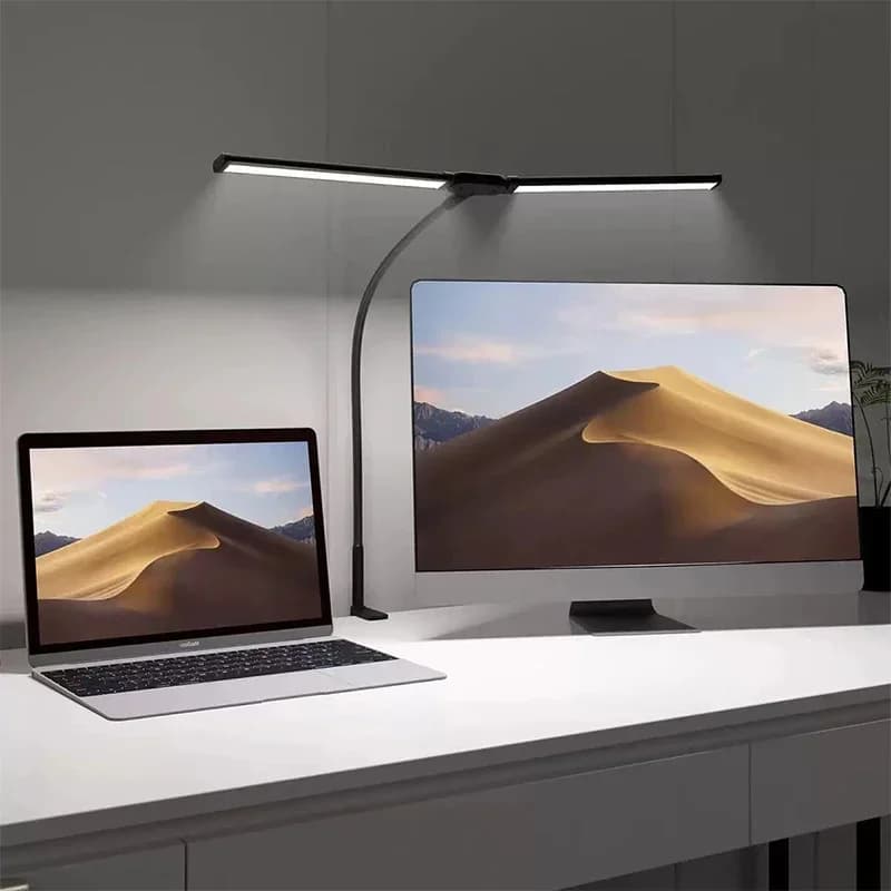 Lampe de bureau LED puissante, lampes à double tête avec clip, éclairage architectural avec 3 tempér