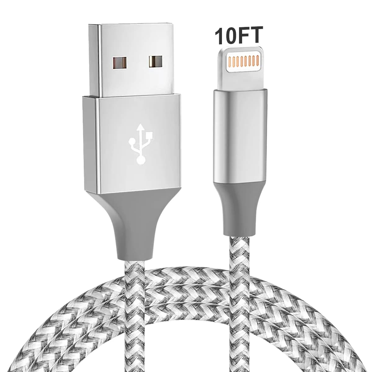 [Certifié MFi] câble de charge rapide USB-A vers Lightning 10 pieds cordon de chargeur en Nylon pour