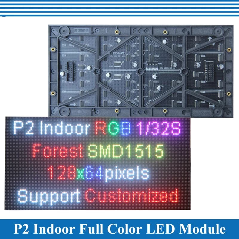 Module de panneau d'écran LED P2 256*128mm 128*64 pixels 1/32 Scan Intérieur 3-en-1 SMD Pleine Coule