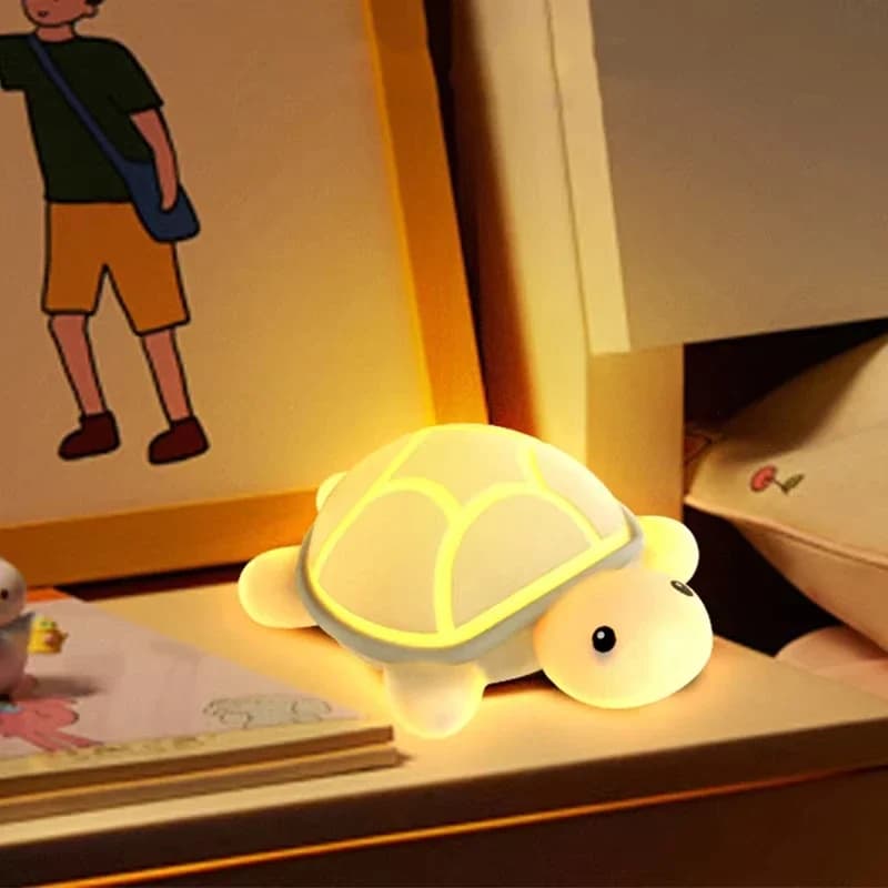 Tortue LED veilleuse mignon Silicone Animal lampe souple RGB tactile veilleuse enfants sommeil lumiè