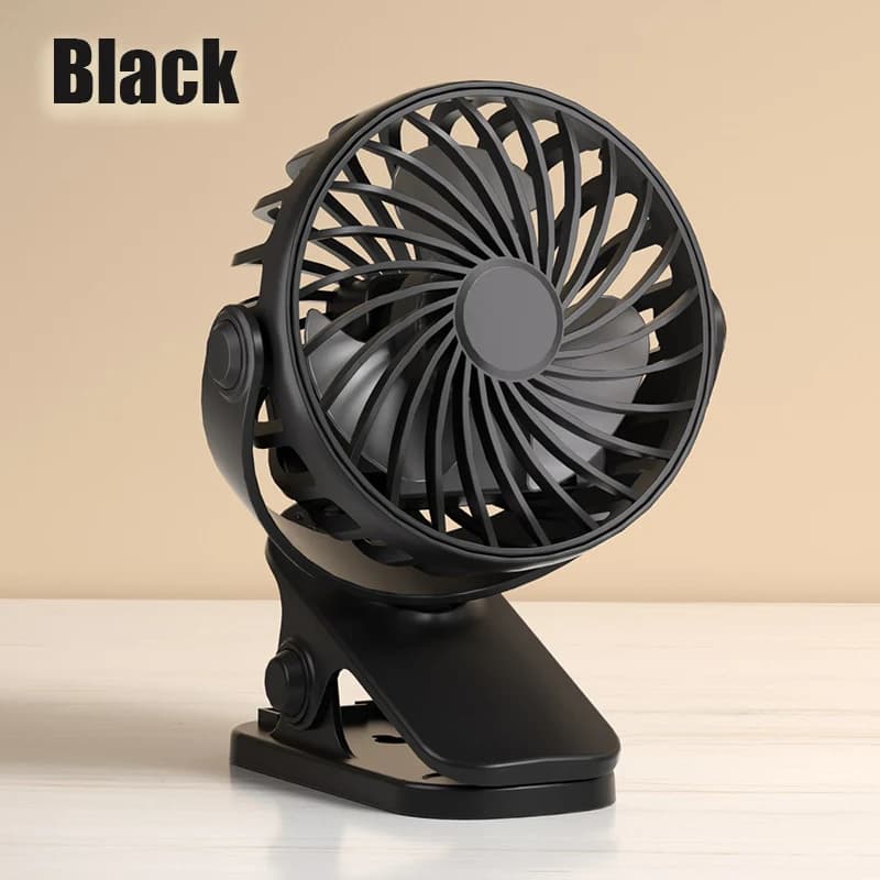 Ventilateur électrique portable rechargeable 720 °   Ventilateur rotatif à clip avec lumière nocturn