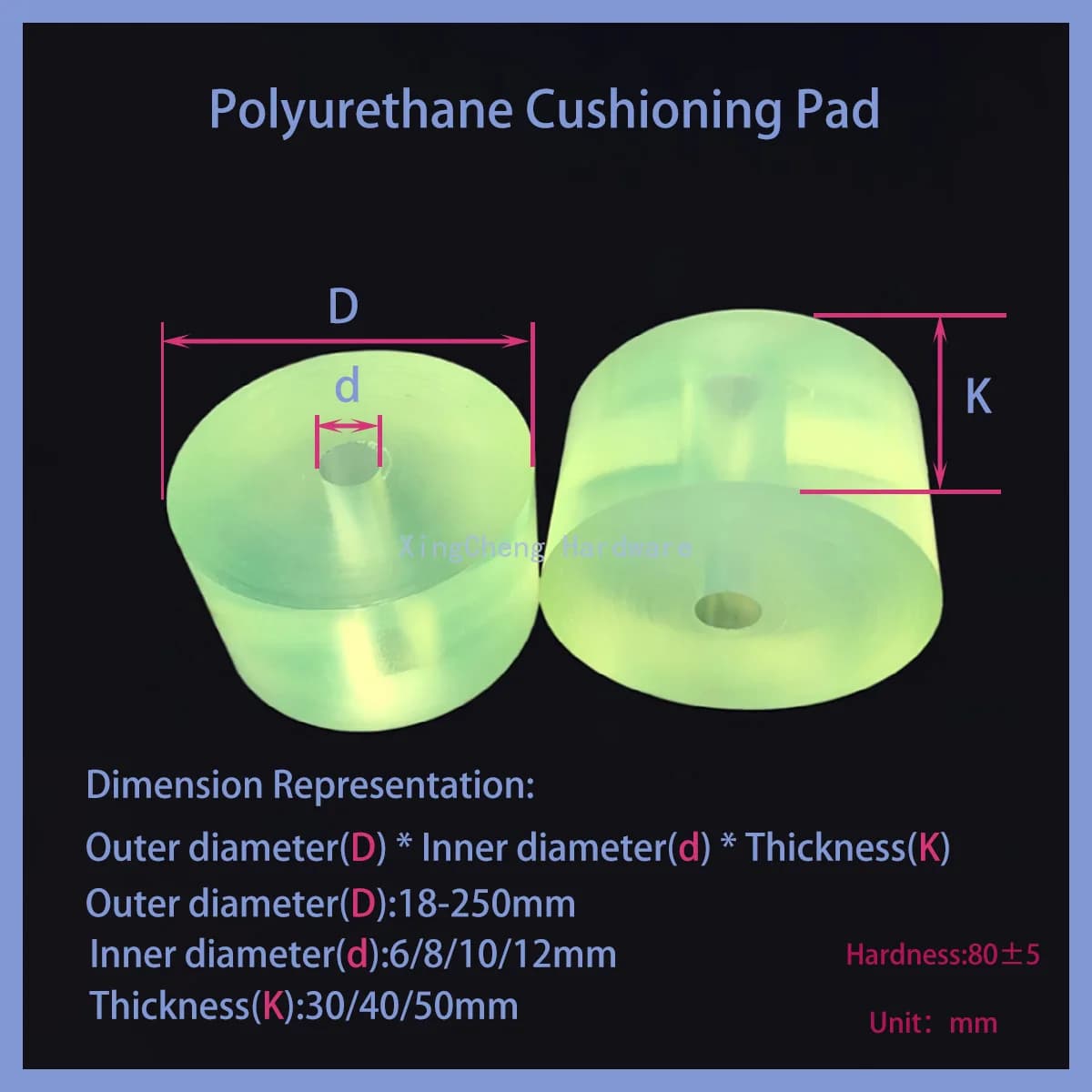 Coussin d'amortissement en polyuréthane/joint en polyuréthane/épaisseur 30/40/50mm/coussin résistant