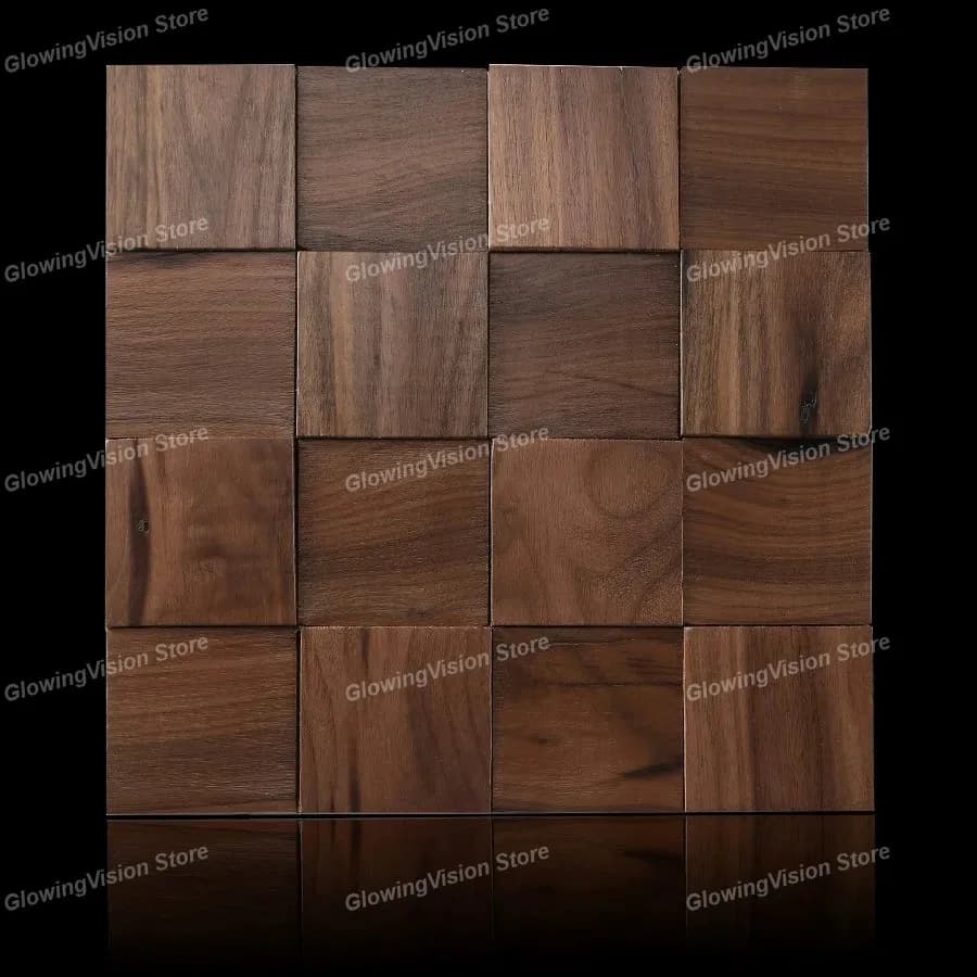 Panneau mural en bois de noyer noir naturel, diffuseur acoustique 3D, mosaïque en bois massif pour l