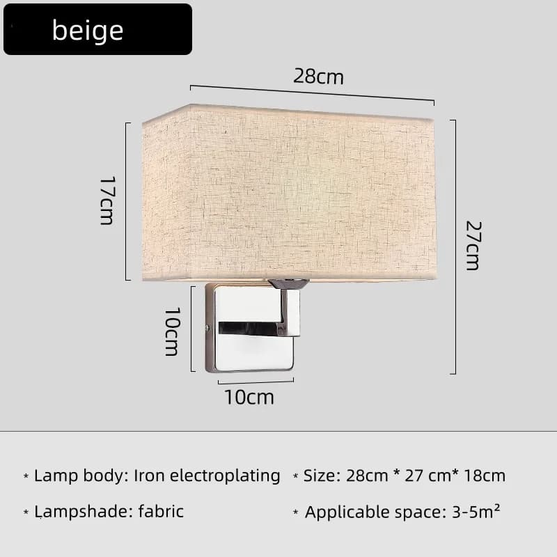 E27 applique en tissu avec interrupteur LED projecteur lampe de lecture chambre équipement d'étude h