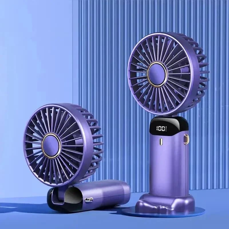 Ventilateur Portable Rechargeable à Affichage Numérique LED, Réglable à 90 °, 5 Vitesses, Mini Aroma