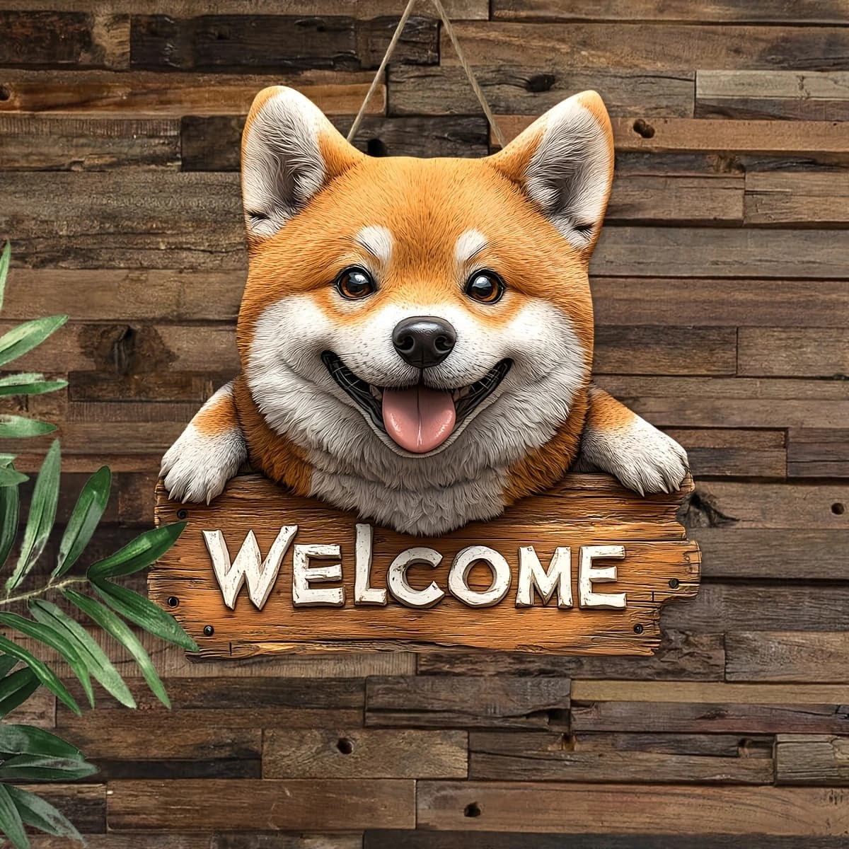 Panneau mural en bois 2D plat avec motif animal, 9 pouces, Shiba Inu Dobinder, pour porche, ferme, j