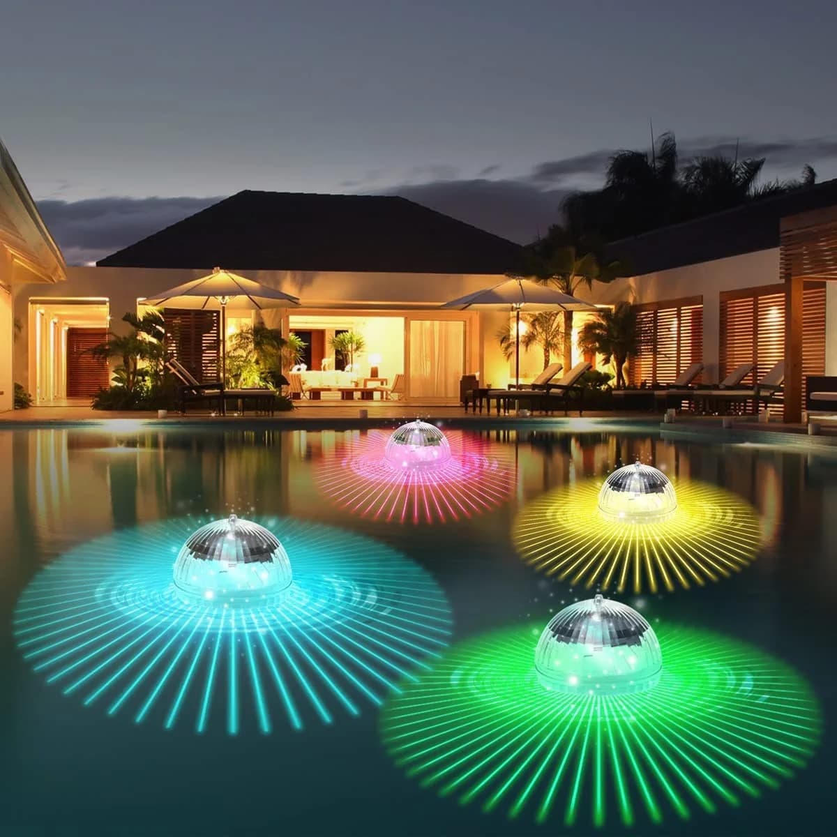 Lampe solaire flottante LED pour piscine, boule lumineuse alimentée par panneau solaire, étanche, ef
