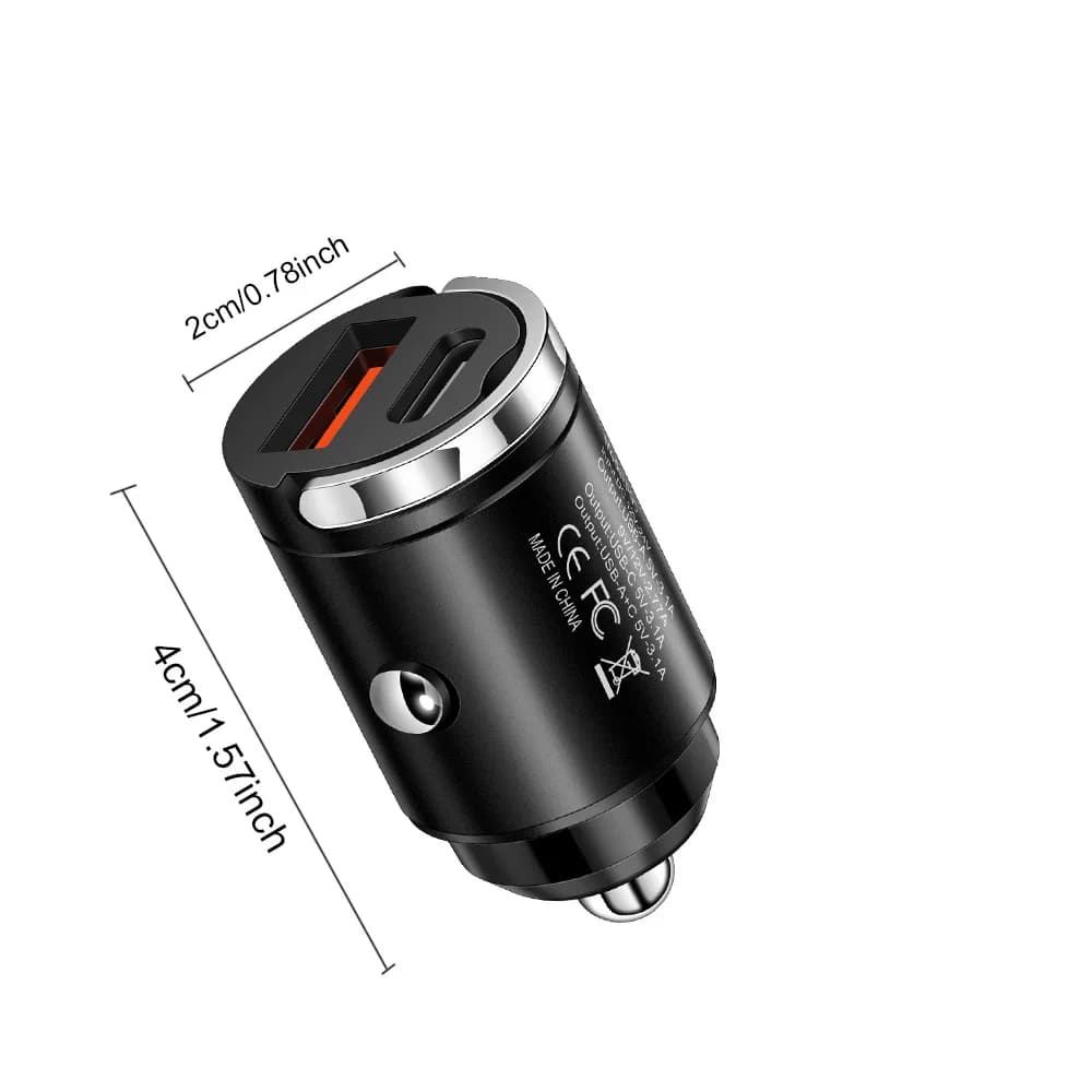 Mini chargeur de voiture 100W PD Type C, double Port, Charge rapide pour iphone Samsung Xiaomi QC 3.