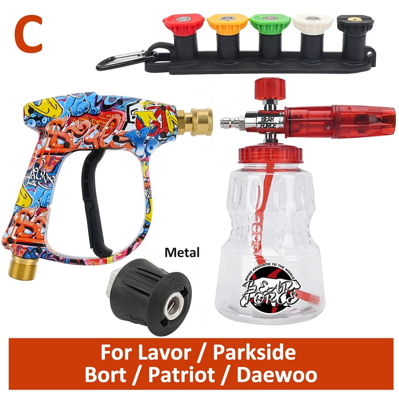 Kit de pistolet à eau pour nettoyeur haute pression, connecteur de tuyau de nettoyage de voiture pou