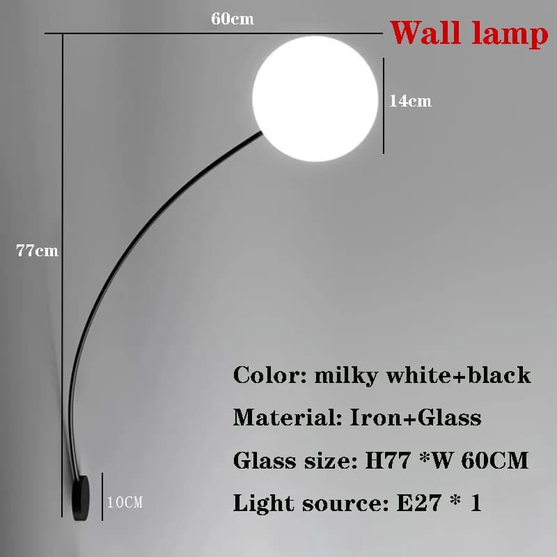 Applique Murale LED en Forme de Boule de Verre Blanche, Luminaire Décoratif d'Nik, Idéal pour une Ch